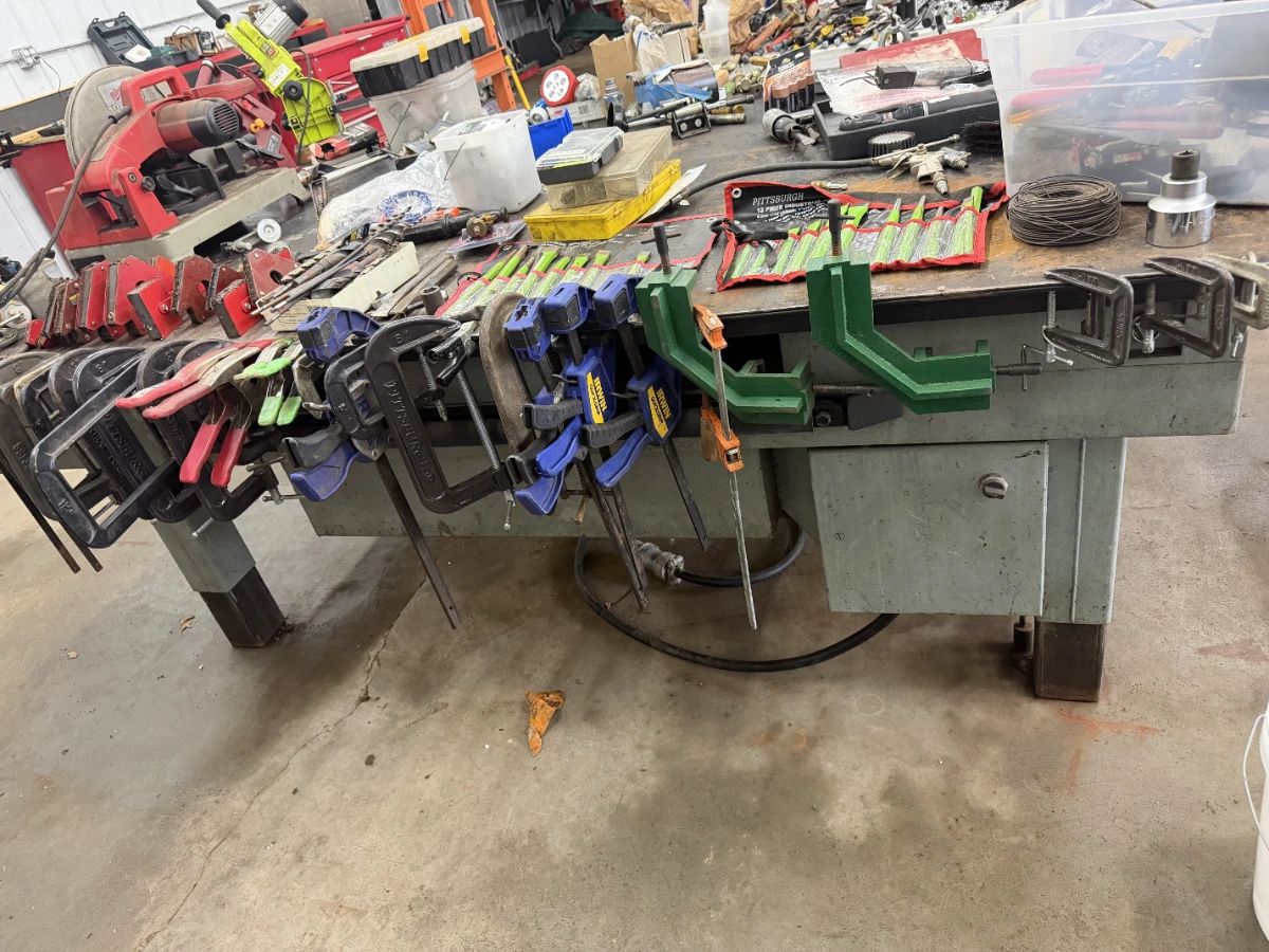 Loads of clamps, welding magnets, punches, chisels, and more