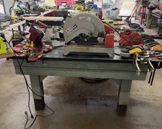 Heavy Duty 5 foot by 7 1/2 foot Height Adjustable Steel fabrication table