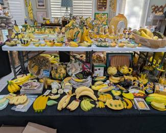Assorted Banana-Themed Ceramic and Pottery Decor