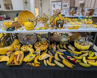 Assorted Banana-Themed Ceramic and Glass Decor