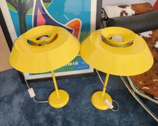 pair yellow lamps 1970's Kamenicky Senov