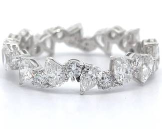 NEW! 2.50 Carat Diamond Pear, Heart & Round Eternity Ring in 14k White Gold
