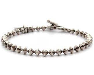 Cylinder Bicone Bead Heart Charm Bracelet in Rustic & Shine w/ Flower Toggle Clasp