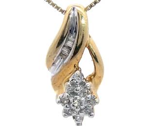 Natural Diamond Flower Love Knot Pendant in Yellow Gold