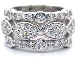 NEW! 1.35 Carat Pavé Diamond Triple Band Stacked Ring