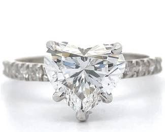 2.40 Carat Diamond Heart Pavé Ring in White Gold