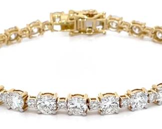 NEW! Sparkling 9 Carat Diamond Tennis Bracelet in 14k Yellow Gold