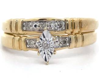 Natural Diamond Miracle Illusion Marquise 2-Piece Bridal Ring Set in Yellow Gold