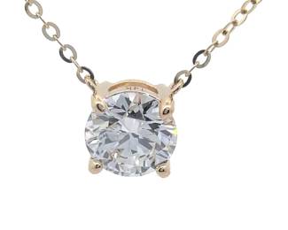 NEW! 1 Carat Diamond Round Solitaire Adjustable Necklace in 14k Yellow Gold