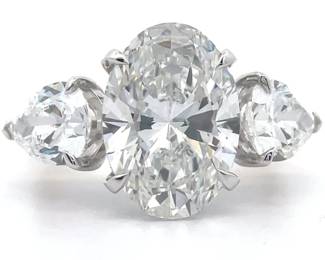 8.95 Carat Diamond Oval & Pear Three-Stone Ring in 14k Yellow Gold