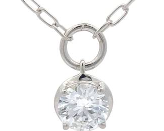 NEW! Modern 1.15 Carat Diamond Round Solitaire Paperclip Chain Adjustable Necklace