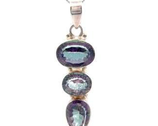 Mystic Topaz Three-Stone Pendant