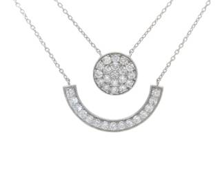 NEW! Pavé Diamond Deconstructed Sun Double Pendant Layer Necklace