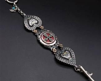 Lucky Brand Enamel Highly Textured Ornate Bracelet