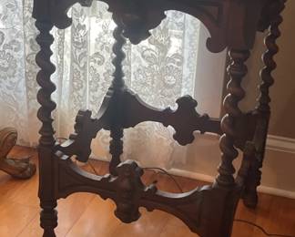 Antique Gothic Revival Style Accent Table with Barley Twist Legs