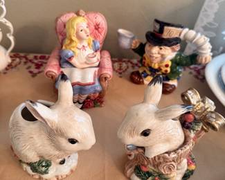 Fitz and Floyd Alice and Mad-hatter sugar and creamer set