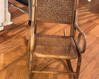 Vintage Bent Wood and Cane Child's Rocking Chair