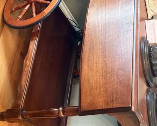Vintage drop-leaf tea cart with Wooden Wheels
