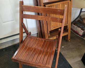 Antique wooden slat folding chairs