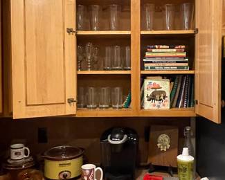 KEURIG, GLASSWARE, COOKBOOKS