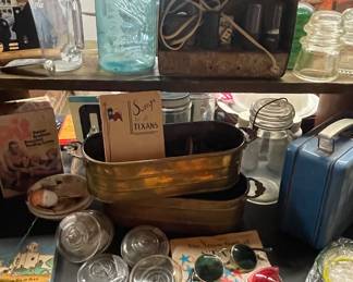 VINTAGE BRASS OVAL JARDINIERE PLANTERS