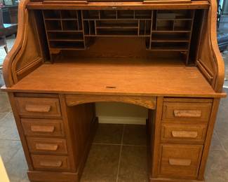 INTERIOR OF ANTIQUE ROLL TOP DESK-ITEM OFFERED OFFSITE
