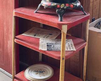 RED METAL KITCHEN CART