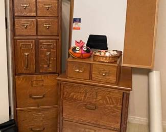 ANTIQUE QUARTER SAWN MISSION OAK FILE CABINETS
