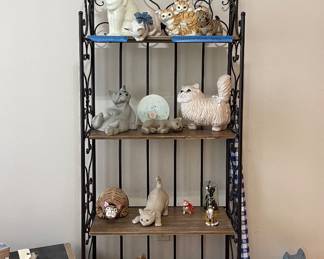 METAL SHELF, CAT FIGURINES