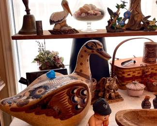 POTTERY GOOSE, OLD BRASS SCHOOL BELL