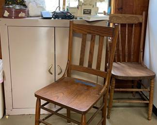 STORAGE CABINET, VINTAGE CHAIRS