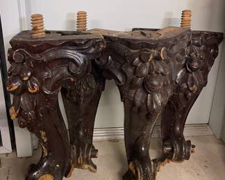 OLD WOOD ORNATE TABLE LEGS