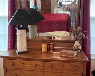 ANTIQUE OAK DRESSER WITH MIRROR
