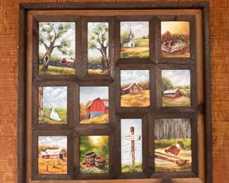 COLLAGE OF ORIGINAL FRAMED COUNTRY SCENES