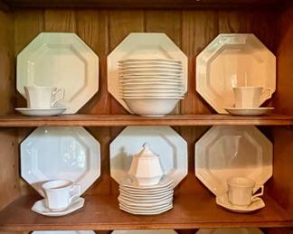 SET OF WHITE IRONSTONE OCTAGONAL DISHWARE