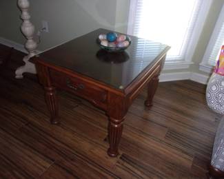 Pair End Tables w/Glass Top
