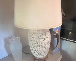 Blanc de Chine Reticulated Porcelain Table Lamp