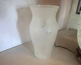 Frosted Glass Vase with Heart Motifs