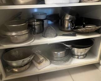 Assorted Stainless Steel Cookware and Kitchen Utensils