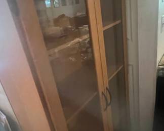 Light Wood Curio Cabinet with Glass Doors