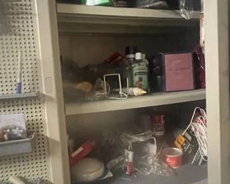 Plastic Storage Cabinet with Contents