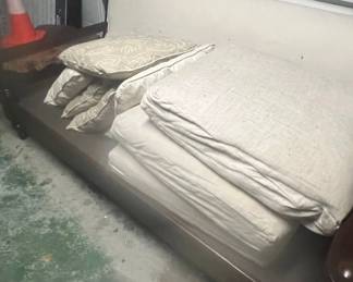 Dark Wood Futon Sofa with Cushions