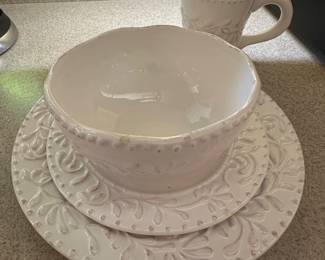 American Atelier Bianca Leaf dish sets purchased from Neiman Marcus....