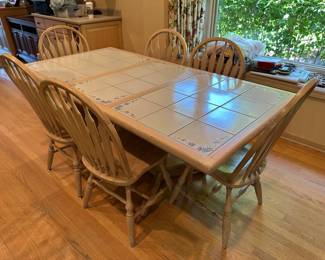 Kitchen table with tile top and 6 chairs