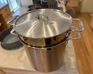 All Clad stainless steel stock pot and steamer.....