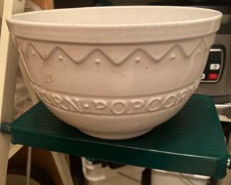 Large Porcelain Popcorn Bowl Boston Warehouse White Portugal Vintage 1998