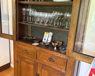 Primitive kitchen cabinet with glass doors 