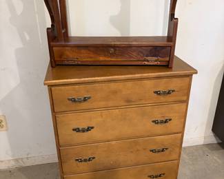 4-drawer hardwood dresser and wall gun rack 