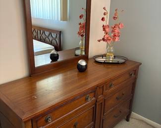 Hardwood dresser with mirror 
