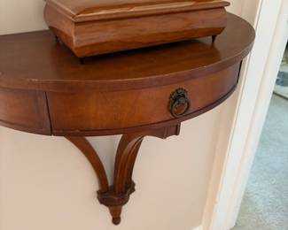 Wall- mounted Demilune table with a single drawer